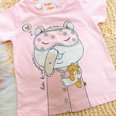Pijama Blusa Hora da Capisoneca e Short Florzinhas - Rosa